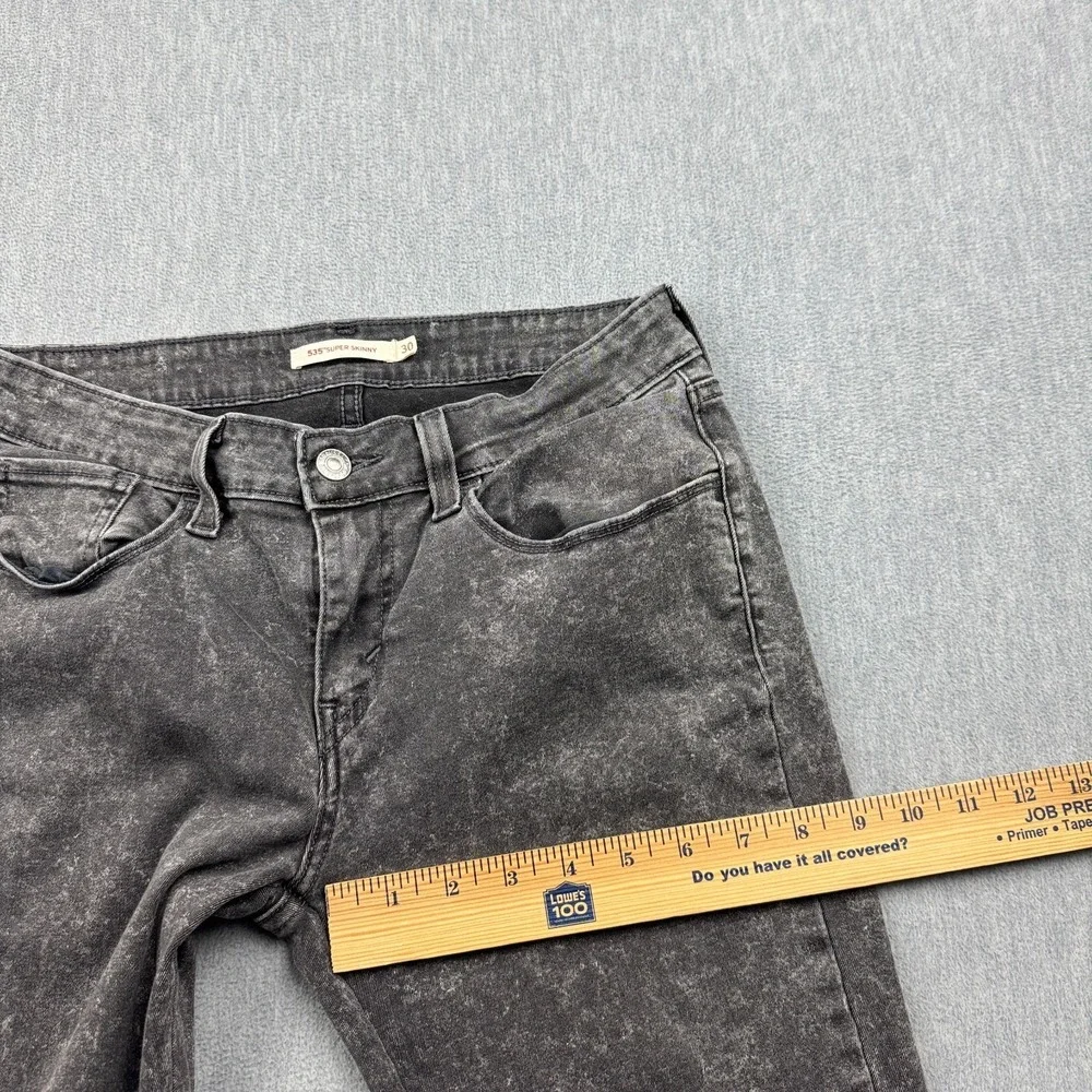Levis Jeans Women 30X26 535 Black Super Skinny Ankle Stretch Stonewash Pants